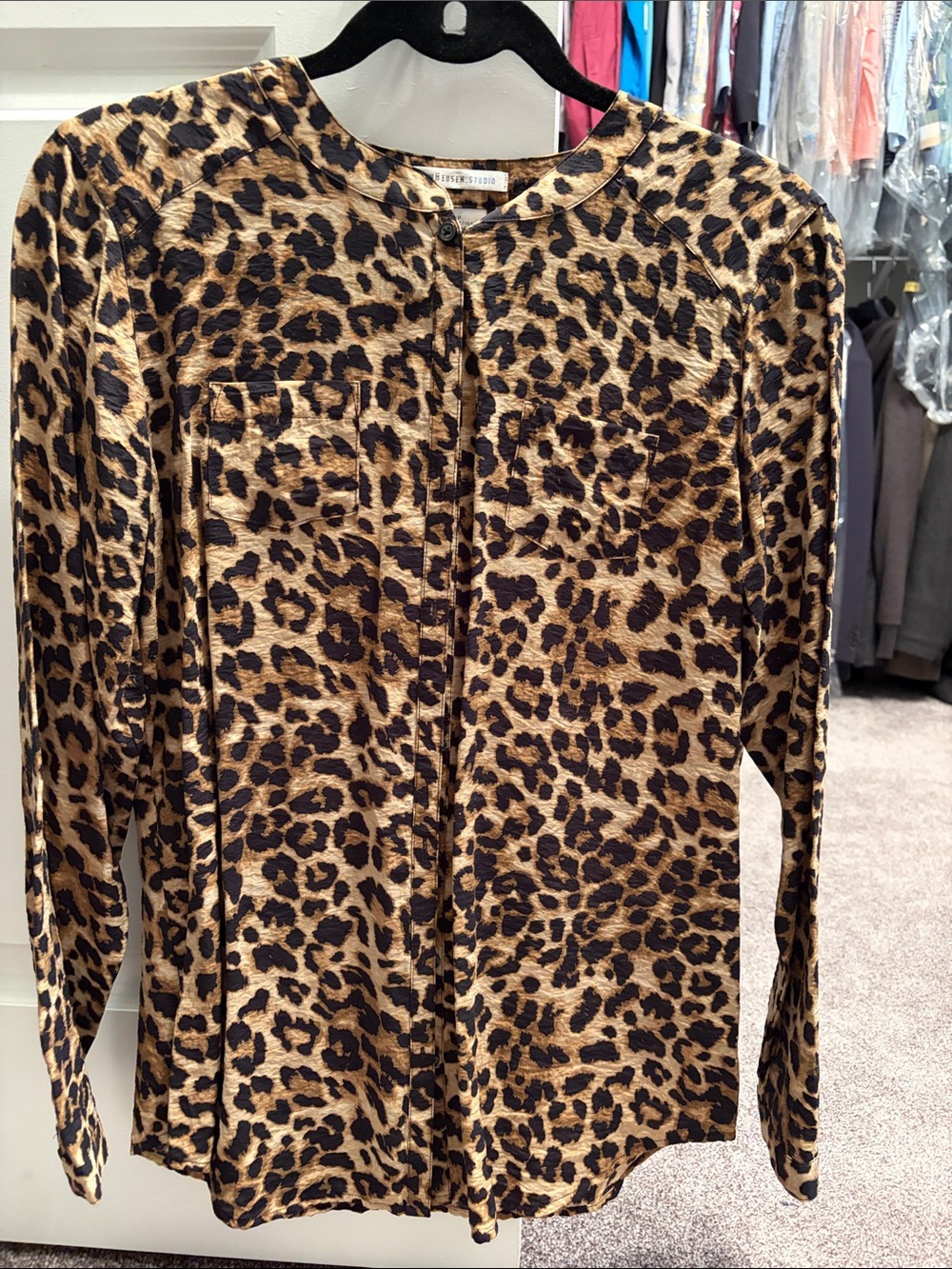 Van Heusen Leopard Print Button-Front Jacket - Brown/Black